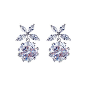 High Quality Elegant Prevent Allergy Zircon Fashion Stud Earrings quality Handmade Leaf shape Design Fashion Simple New Earrings