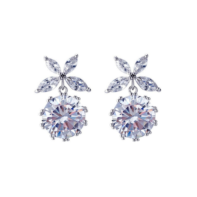 High Quality Elegant Prevent Allergy Zircon Fashion Stud Earrings quality Handmade Leaf shape Design Fashion Simple New Earrings
