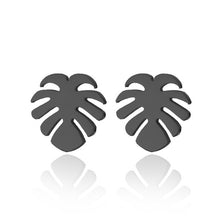 Load image into Gallery viewer, Oly2u Stainless Steel Boho Hollow Palm Leaf Stud Earrings Dainty Ancient Dinosaur Animal Earings for Women Brincos
