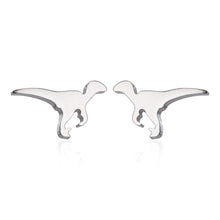 Load image into Gallery viewer, Oly2u Stainless Steel Boho Hollow Palm Leaf Stud Earrings Dainty Ancient Dinosaur Animal Earings for Women Brincos