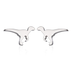 Oly2u Stainless Steel Boho Hollow Palm Leaf Stud Earrings Dainty Ancient Dinosaur Animal Earings for Women Brincos