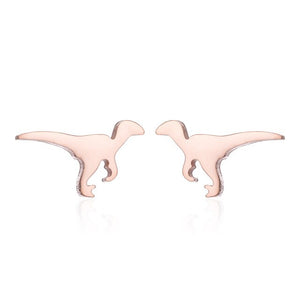 Oly2u Stainless Steel Boho Hollow Palm Leaf Stud Earrings Dainty Ancient Dinosaur Animal Earings for Women Brincos