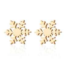 Load image into Gallery viewer, Oly2u Stainless Steel Boho Hollow Palm Leaf Stud Earrings Dainty Ancient Dinosaur Animal Earings for Women Brincos