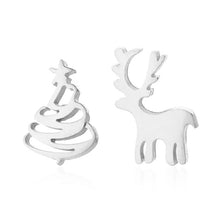 Load image into Gallery viewer, Oly2u Stainless Steel Boho Hollow Palm Leaf Stud Earrings Dainty Ancient Dinosaur Animal Earings for Women Brincos